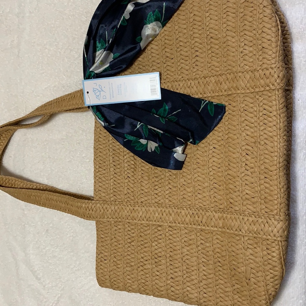 Draper James straw bag with floral scarf